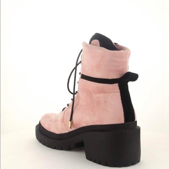 Last Item Size 10!!! 💕☠️💕….Pink Faux Suede Combats Boots - Picture 7 of 7